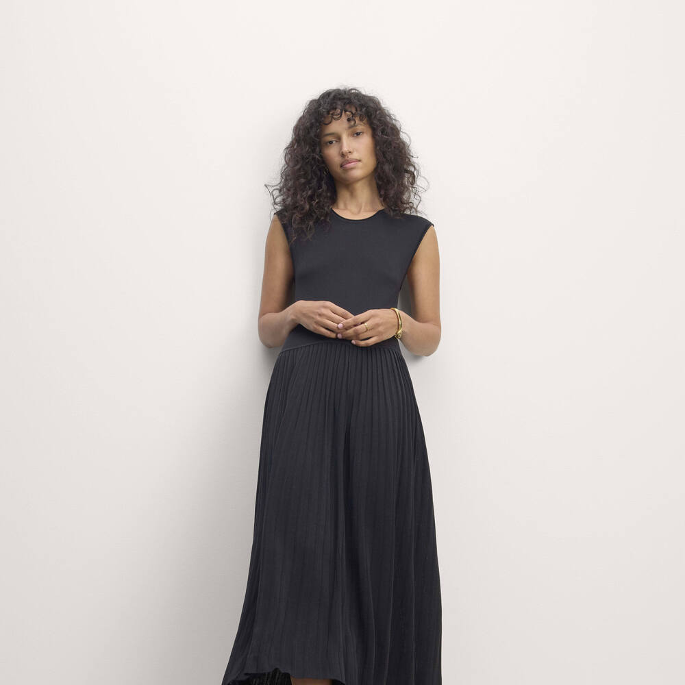 Everlane Women's Knit Pleated Dress in Black, Size Extra Small